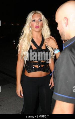 EXCLUSIVE!! Brooke Hogan arrives at Mansion nightclub for her album launch party. On hand to support her was father Hulk Hogan and boyfriend Stack$. Miami, FL. 7/31/09. Stock Photo