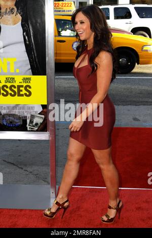 Jennifer Love Hewitt shows off her curves in a red Herve Leger bandage dress at the premiere of Horrible Bosses at the Grauman's Chinese Theatre. Los Angeles, CA. 06/30/2011. Stock Photo