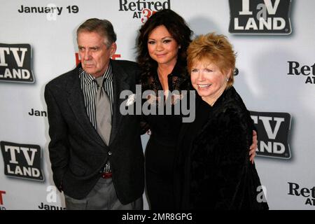 Pat Harrington, Valerie Bertinelli and Bonnie Franklin at TV LAND's premiere party for 'Hot in Cleveland' and 'Retired at 35' at the Sunset Tower Hotel. Hollywood, CA. 1/10/11. Stock Photo