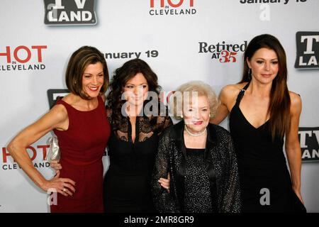 Wendie Malick, Valerie Bertinelli, Betty White and Jane Leeves at TV LAND's premiere party for 'Hot in Cleveland' and 'Retired at 35' at the Sunset Tower Hotel. Hollywood, CA. 1/10/11. Stock Photo