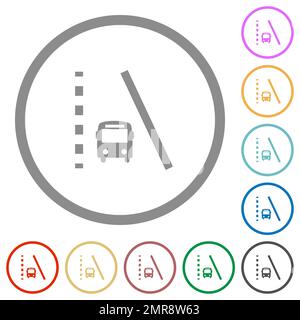 Bus lane flat color icons in round outlines on white background Stock Vector