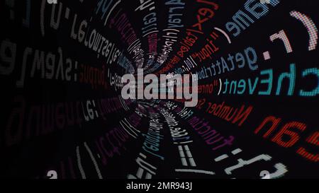 Driving through code data tunnel Stock Photo