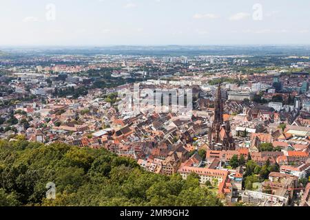 View from the Schlossberg Tower of Freiburg im Breisgau, Baden-Württemberg, Germany, Europe Stock Photo