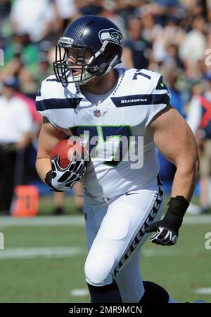 Seattle Seahawks guard Damien Lewis (68) lines up against the Buffalo Bills  during the second half of an NFL football game, Sunday, Nov. 8, 2020, in  Orchard Park, N.Y. (AP Photo/Adrian Kraus