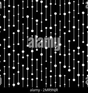 Seamless vector pattern, white lines with circles forming vertical stripes on black background. Great for textile, wrapping paper, packaging, scrapbook Stock Vector