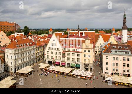 View of the Town Hall Square, Rathausplatz from the Town Hall Hall, Tallinn, Estonia, Tallinn, Estonia, Europe Stock Photo