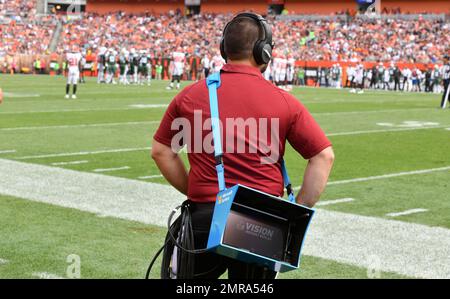 The Microsoft Surface being used as the Instant Replay on field device  during an NFL football game between the Detroit Lions and the Minnesota  Vikings, Sunday, Oct. 10, 2021, in Minneapolis. The