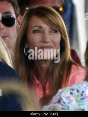 Actress and producer Jane Seymour enjoys a day out with her 15-year-old twin sons Johnny and Kris Keach during the Labor Day weekend Malibu Chili Cook Off gathering.  Proud mom Jane watched on as her boys entertained the crowd by playing a gig with their band.  Johnny and Kris seemed to get kick out of being on stage, playing drums and guitar while Jane, simply dressed in a pink blouse and white pants, took photos and couldn't help but smile. Los Angeles, CA. 09/04/10. Stock Photo