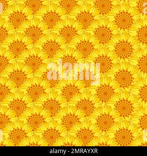 Vector Sunflower head Flower seamless pattern. Seamless pattern of yellow sunflowers. Trendy floral background for textile, fabric, paper. Stock Vector