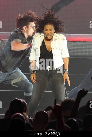 The iconic Janet Jackson performs live in concert during the last stop of her 'Number Ones: Up Close and Personal Tour at the Fillmore in Miami Beach, FL. 5th December 2011. Stock Photo