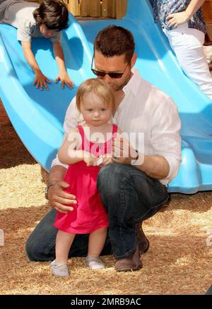 Actor/Director Jason Priestley was seen attending the 'Pregnancy Awareness Month' event in Santa Monica with his wife Naomi and 22 month old daughter Ava.  The event was held at the Little Dolphins By The Sea Preschool.  Jason and Ava spent most of their time playing at the playground.  Los Angeles, CA.  5/2/09. Stock Photo