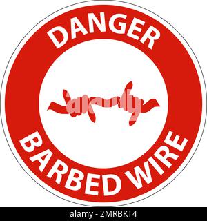 Danger Sign Barbed Wire On White Background Stock Vector