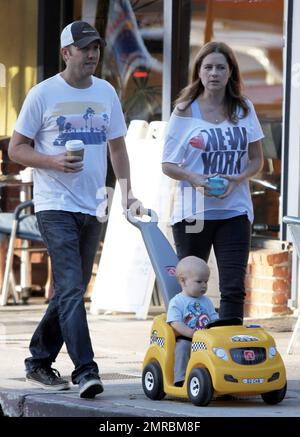 EXCLUSIVE!! 'The Office' star Jenna Fischer along with her husband Lee Kirk  and their one year old son Weston Lee Kirk were spotted taking a stroll in  Studio City. Los Angeles, CA. 4th October 2012 Stock Photo - Alamy