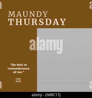 Composition of maundy thursday text and copy space on cloud background Stock Photo