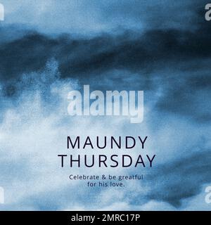 Composition of maundy thursday text and copy space on clouds background Stock Photo