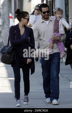 Jessica Alba, husband Cash Warren and daughter Honor spend the day together and take a family outing, strolling in West Hollywood, CA. 11/22/09. Stock Photo