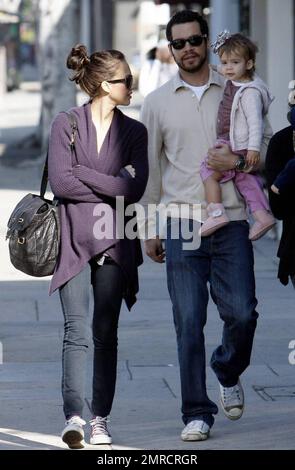 Jessica Alba, husband Cash Warren and daughter Honor spend the day together and take a family outing, strolling in West Hollywood, CA. 11/22/09. Stock Photo