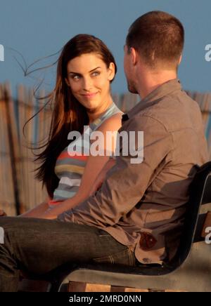 Actress Jessica Lowndes on the location set of 