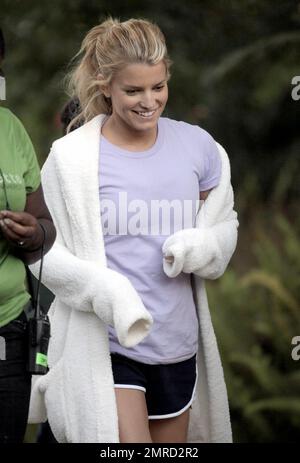 Jessica Simpson on the set of her new film, 'Major Movie Star,' in Beverly Hills, Calif. 9/20/07. Stock Photo