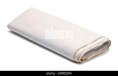 Large Folded Newspaper Cut Out on White. Stock Photo