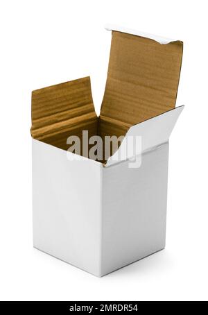 Open Rectangle Long Box Cut Out on White. Stock Photo
