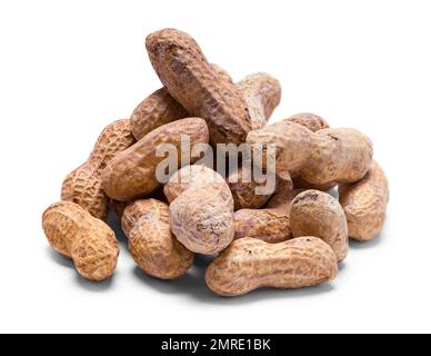 Small Pile of Peanuts in Shell Cut Out on White. Stock Photo