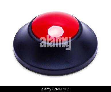 Red Push Button Cut Out on White. Stock Photo