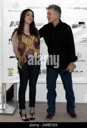 John Walsh and daughter Megan pose for photos at the VIP tent during the AMG Miami Beach Polo World Cup presented by Nespresso. Miami Beach, FL. 4/21/11. Stock Photo