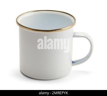 Metal Tin Mug Cut Out on White. Stock Photo