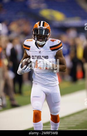 Cleveland Browns cornerback Michael Jordan catches a pass during NFL  football training camp, Thursday, July 26, 2018, in Berea, Ohio. (AP  Photo/Tony Dejak Stock Photo - Alamy