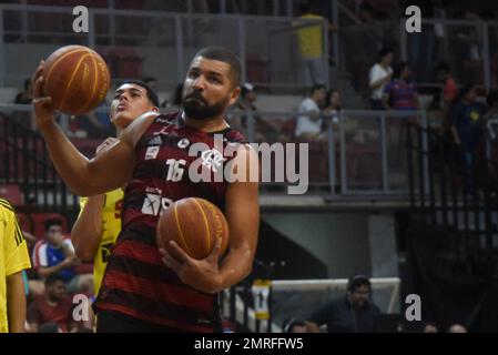 Fortaleza, Brazil. 31/01/2023, Action during the Novo Basquete Brasil NBB  basketball game between Fortaleza Basquete Cearense v Flamengo at the Centro  de Formacao Olimpica, Fortaleza, Brazil. (/SPP) Credit: SPP Sport Press  Photo. /