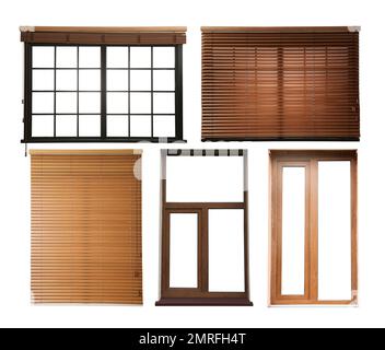 Set with different windows on white background Stock Photo