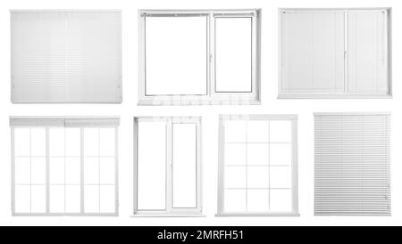 Set with different windows on white background Stock Photo