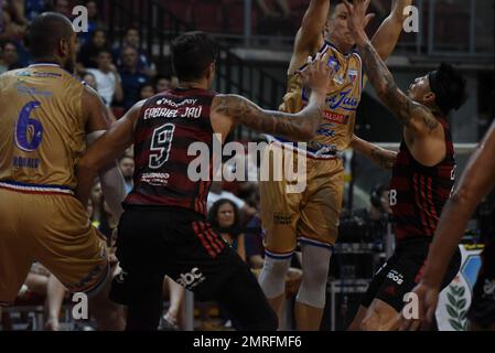 Fortaleza, Brazil. 31/01/2023, Action during the Novo Basquete Brasil NBB  basketball game between Fortaleza Basquete Cearense v Flamengo at the Centro  de Formacao Olimpica, Fortaleza, Brazil. (/SPP) Credit: SPP Sport Press  Photo. /