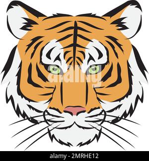 Vector illustration of a tiger's face facing forward. New Year's card material for the year of the tiger Stock Vector