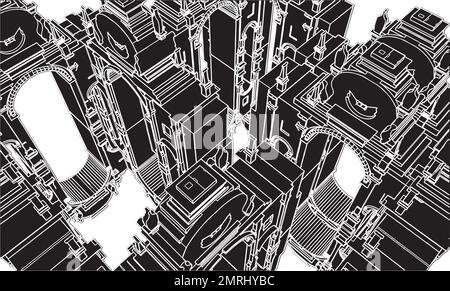 Abstract Eclectic Building Construction Vector Stock Vector