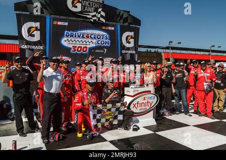 NASCAR Driver Kevin Harvick pulled away from Brendan Gaughan and held on to win the Xfinity Series Drive4Clots.com 300 at Auto Club Speedway on Saturday. It's his 46th career Xfinity Series win but first at the track for the California native. Harvick also now has 12 top-five finishes in 19 races at Fontana. Los Angeles, CA. March 21, 2015. Stock Photo