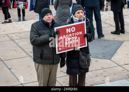 St. Paul, Minnesota. Annual Pro life abortion rally.  The 2023 MCCL March for Life takes an opportunity to tell elected officials that unborn children Stock Photo