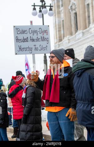 St. Paul, Minnesota. Annual Pro life abortion rally.  The 2023 MCCL March for Life takes an opportunity to tell elected officials that unborn children Stock Photo