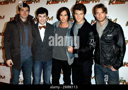 (L-R) Actors Ian Harding, Brendan Robinson, Tyler Blackburn, Keegan Allen, and Drew Van Acker of 'Pretty Little Liars' attend 102.7 KIIS FM's Jingle Ball 2011 at the Nokia Theatre L.A. LIVE in Los Angeles, CA. 3rd December 2011. Stock Photo