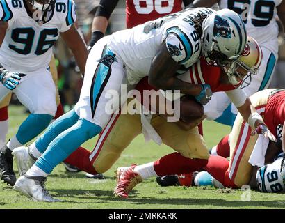 October 21, 2018: Carolina Panthers defensive end Julius Peppers (90) in  action during the NFL game between the Carolina Panthers and the  Philadelphia Eagles at Lincoln Financial Field in Philadelphia,  Pennsylvania. Christopher