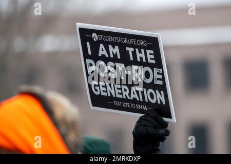 St. Paul, Minnesota. Annual Pro life abortion rally.  The 2023 MCCL March for Life takes an opportunity to tell elected officials that unborn children Stock Photo