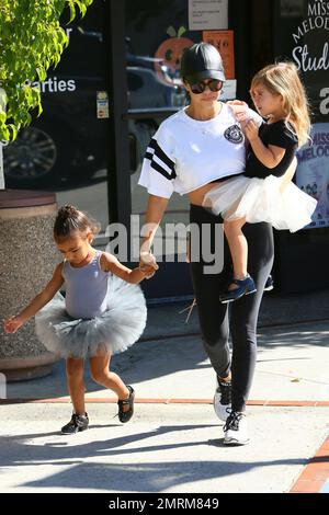 Kourtney Kardashian takes Penelope and North to Ballet class. Los Angeles, CA. 21st October 2015. Stock Photo