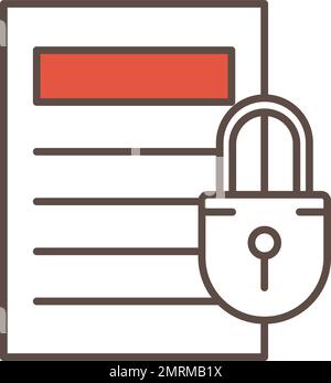 File document under lock icon. Vector paper. Confidential information secure. Folder security, secret data protection and personal privacy flat illust Stock Vector