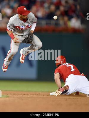 Philadelphia Phillies' Trea Turner plays during the third inning of a  baseball game, Wednesday, April 12, 2023, in Philadelphia. (AP Photo/Matt  Rourke Stock Photo - Alamy