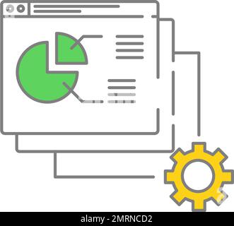 Pie Chart with Cog Wheel vector STEM concept colored icon or logo ...