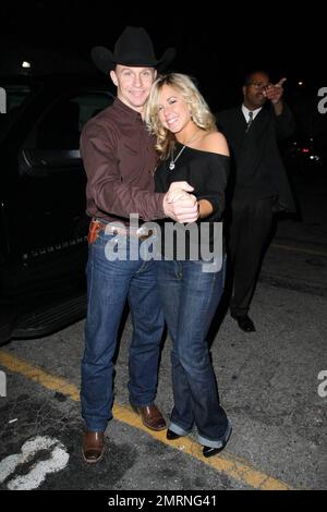 Jewel's husband and new 'Dancing with the Stars' contestant Ty Murray dances with a fan after arriving at the Star Magazine Lady Gaga concert at the nightclub Apple in Los Angeles, CA. 3/11/09. Stock Photo