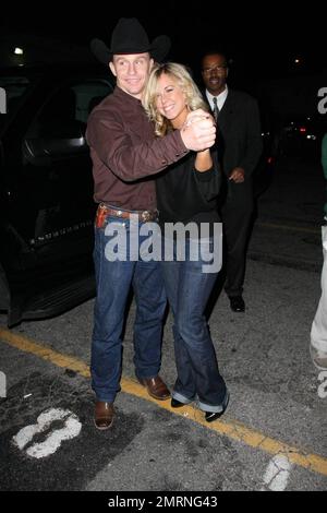 Jewel's husband and new 'Dancing with the Stars' contestant Ty Murray dances with a fan after arriving at the Star Magazine Lady Gaga concert at the nightclub Apple in Los Angeles, CA. 3/11/09. Stock Photo