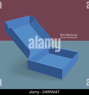 3D box mockup on red background, mockup template -vector illustration Stock Vector