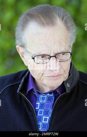 Former CNN talk show host Larry King wears his tie partially tied as he leaves a restaurant in Beverly Hills, CA. 4/26/11. Stock Photo